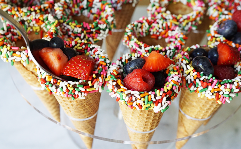 Chocolate Sprinkle Fruit Cone - Every Kitchen Tells A Story